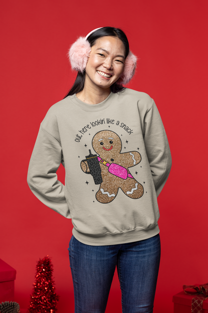 "Out Here Lookin' Like a Snack" Trending Gingerbread Crewneck Sweatshirt